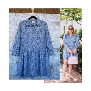 Tuckernuck Hayes Blue Hydrangeas Button Front Shirt Dress size large